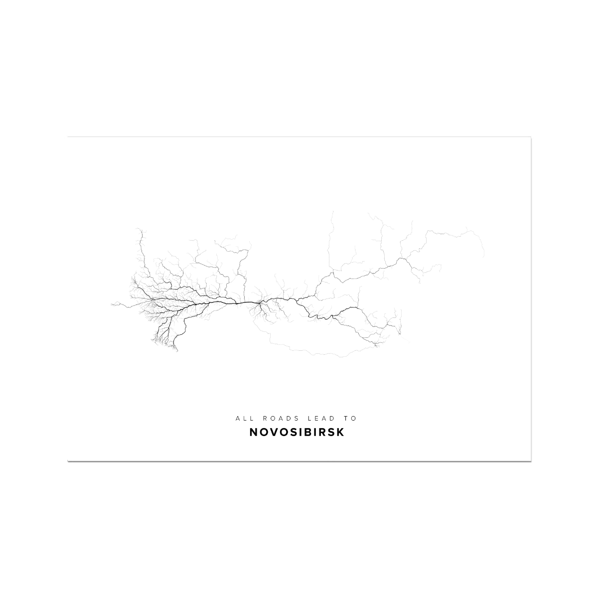 All roads lead to Novosibirsk (Russian Federation) Fine Art Map Print