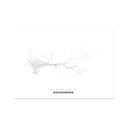All roads lead to Novosibirsk (Russian Federation) Fine Art Map Print
