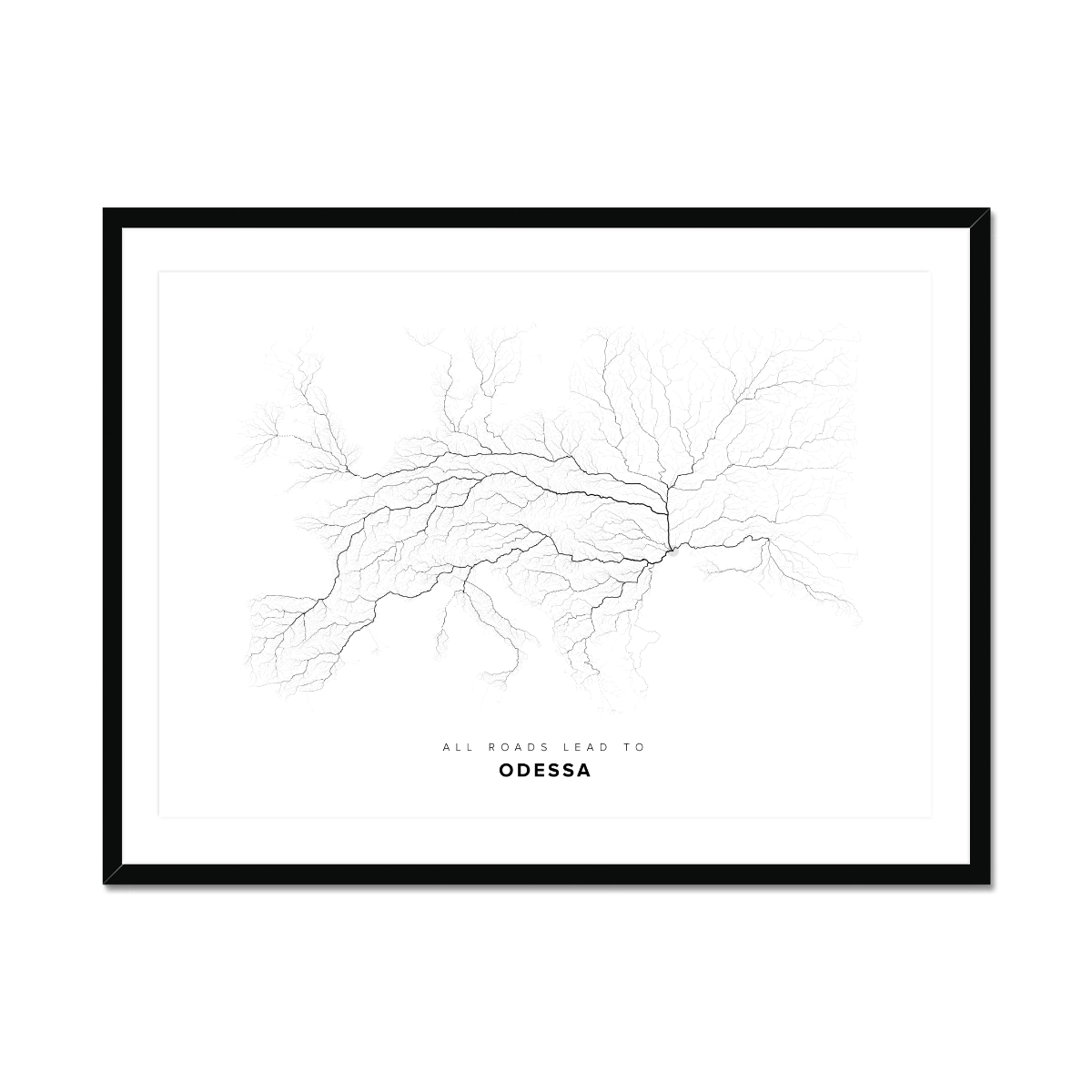 All roads lead to Odessa (Ukraine) Fine Art Map Print