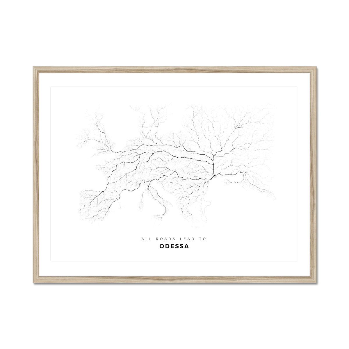 All roads lead to Odessa (Ukraine) Fine Art Map Print