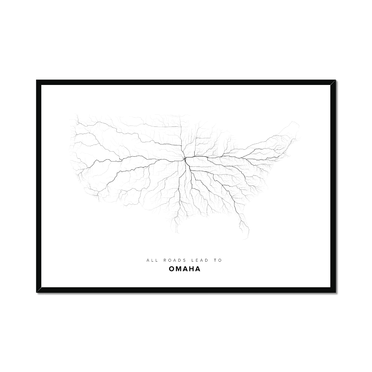 All roads lead to Omaha (United States of America) Fine Art Map Print