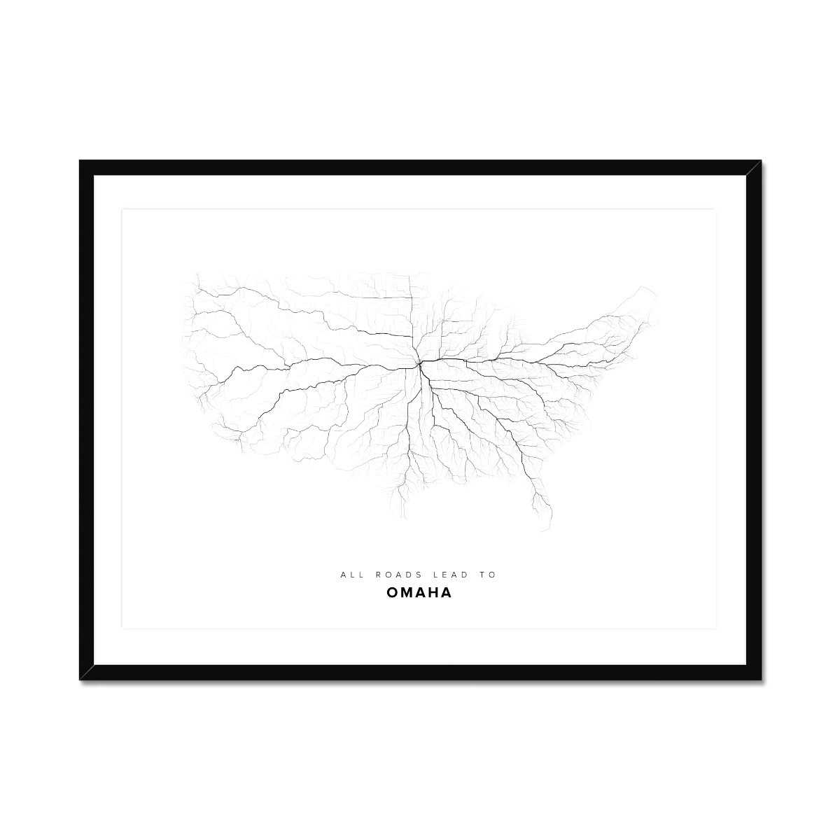 All roads lead to Omaha (United States of America) Fine Art Map Print