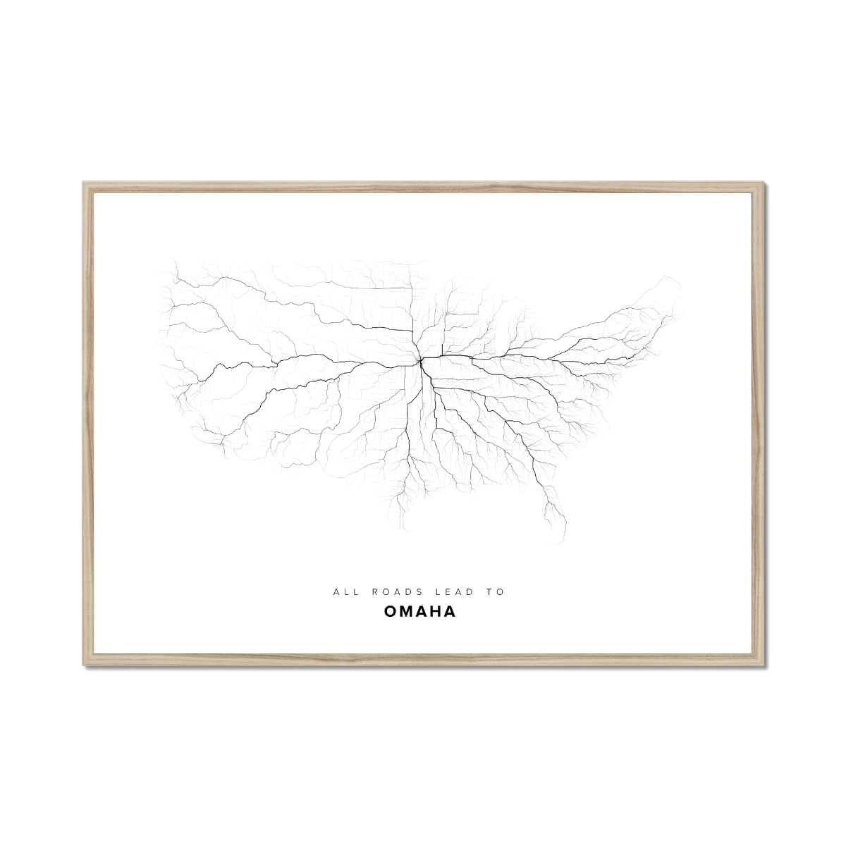 All roads lead to Omaha (United States of America) Fine Art Map Print