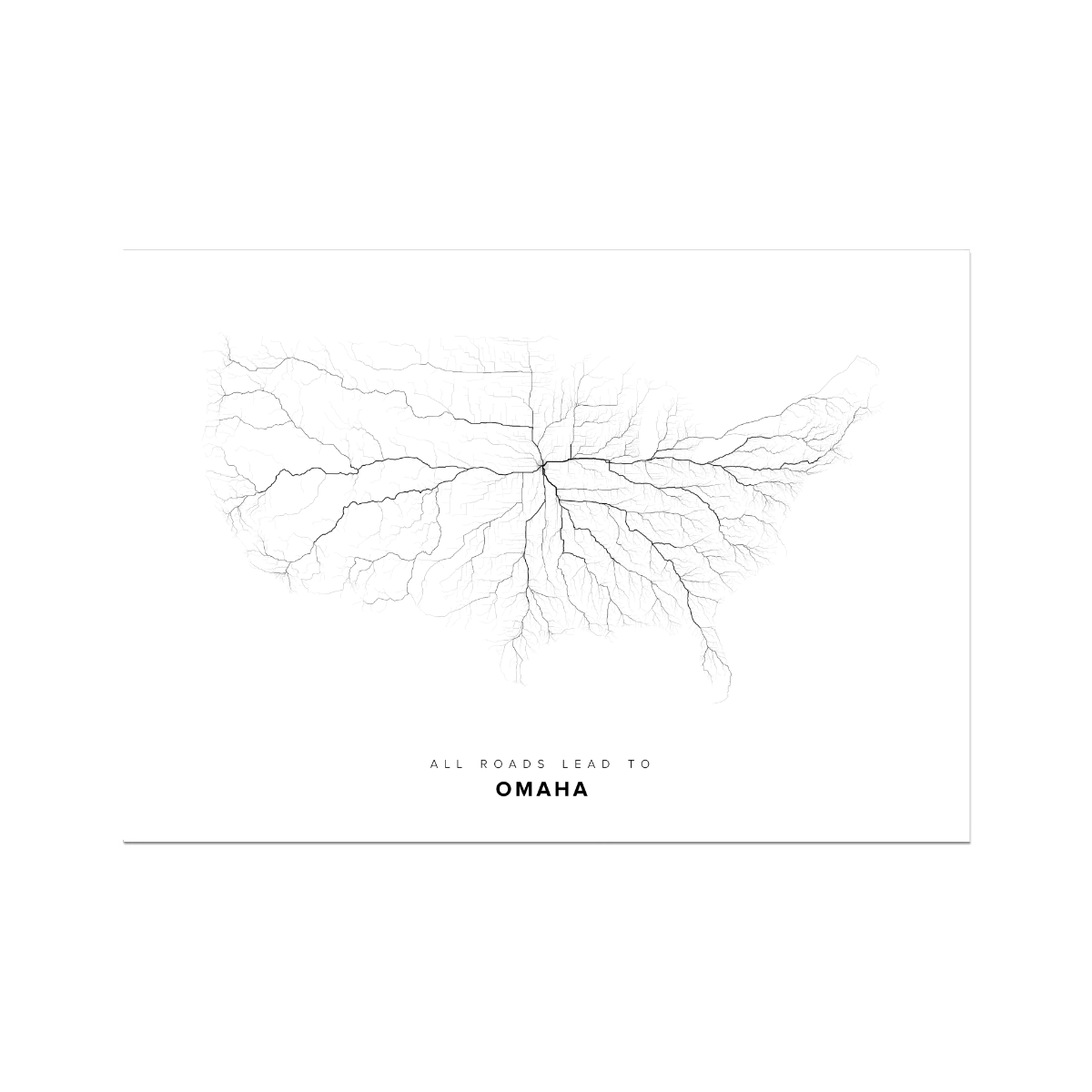 All roads lead to Omaha (United States of America) Fine Art Map Print