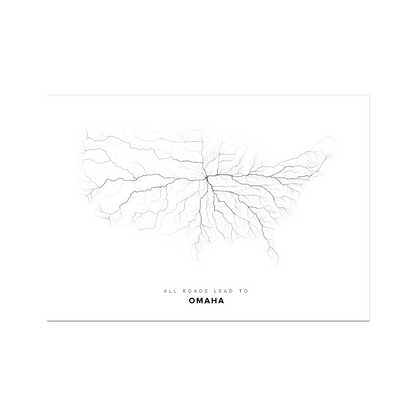 All roads lead to Omaha (United States of America) Fine Art Map Print
