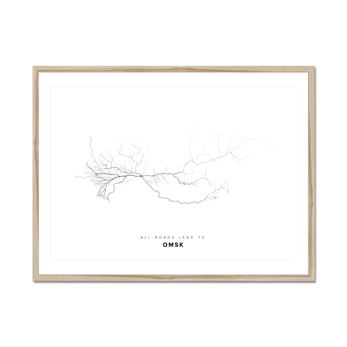 All roads lead to Omsk (Russian Federation) Fine Art Map Print