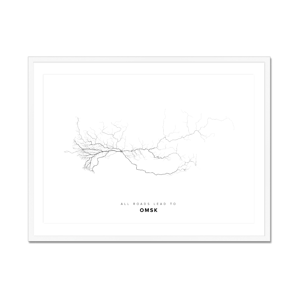 All roads lead to Omsk (Russian Federation) Fine Art Map Print