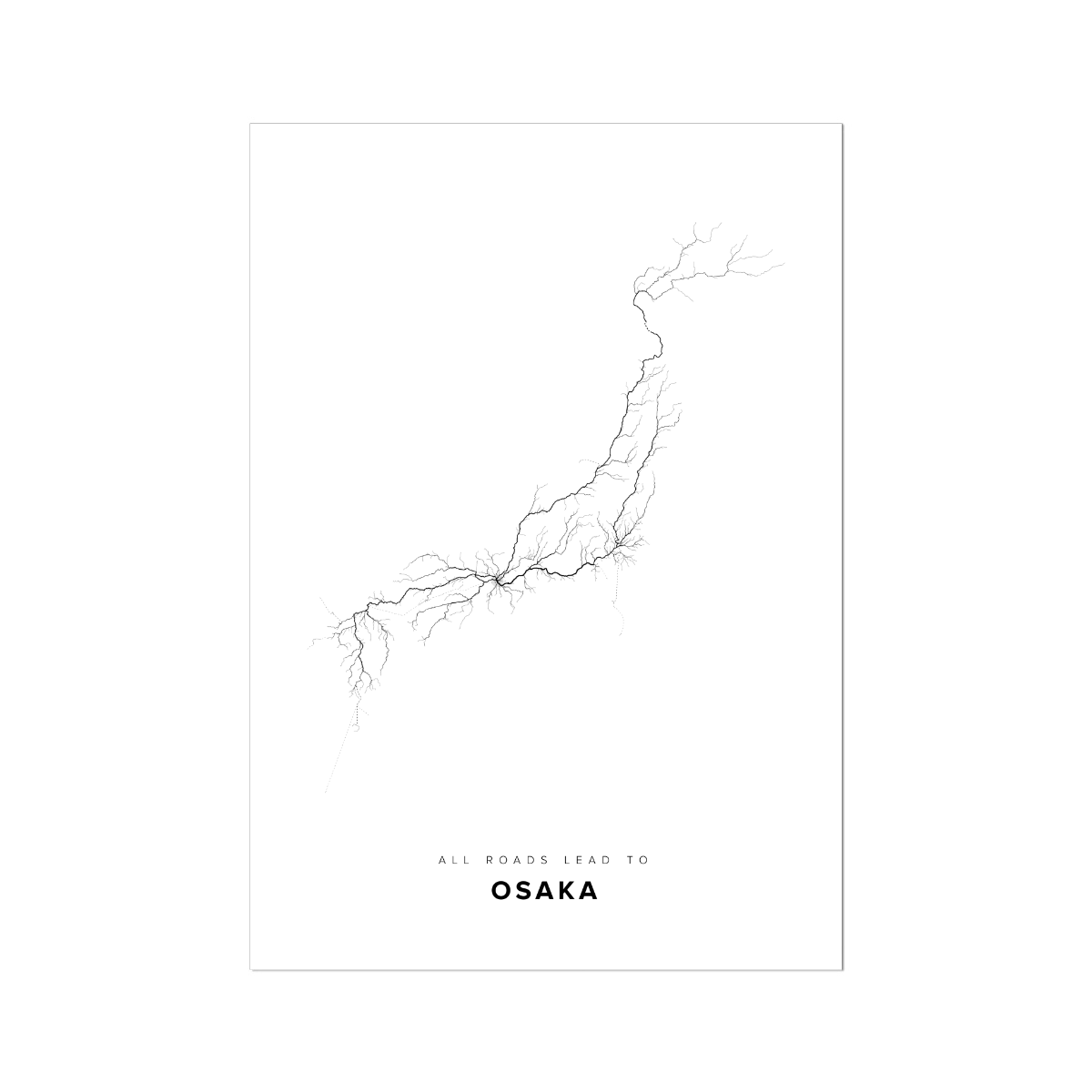 All roads lead to Osaka (Japan) Fine Art Map Print