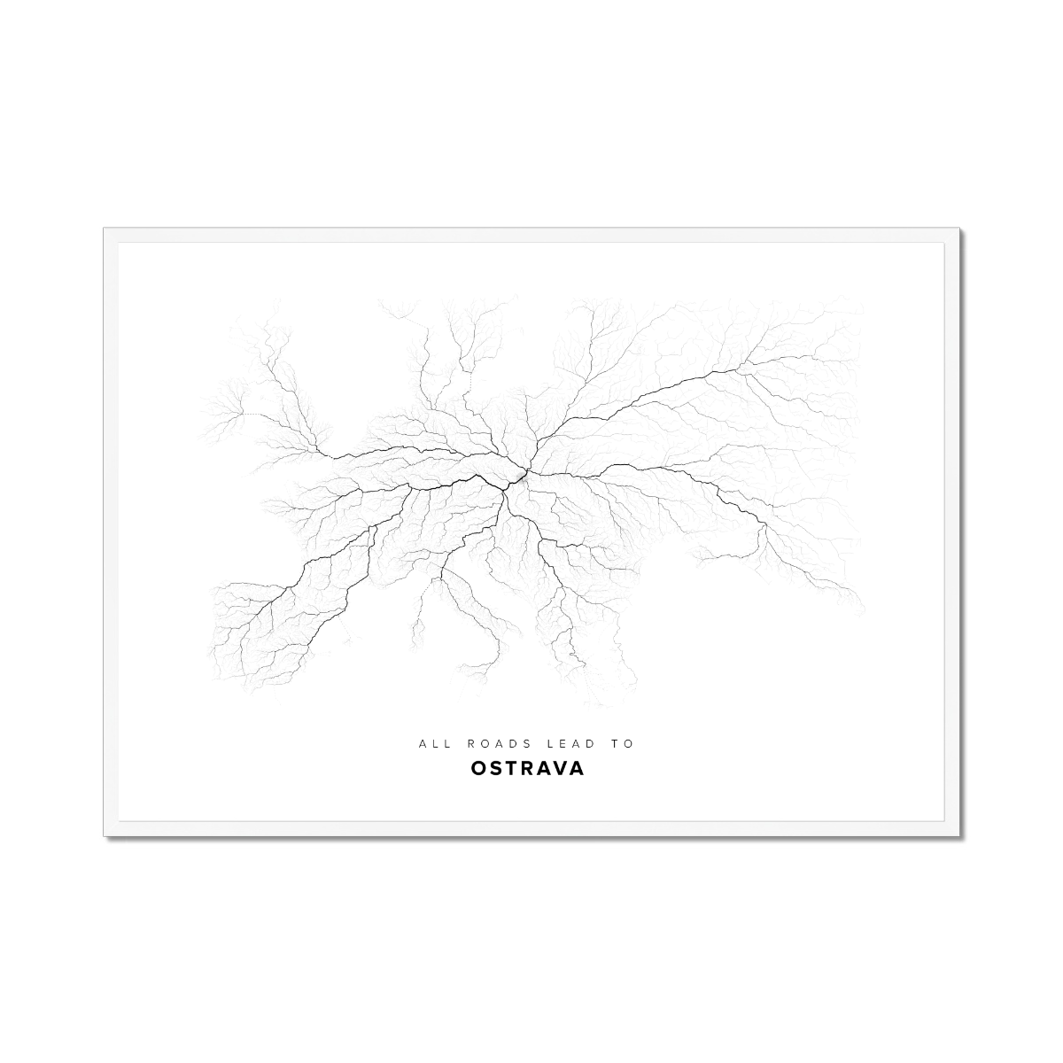 All roads lead to Ostrava (Czech Republic) Fine Art Map Print