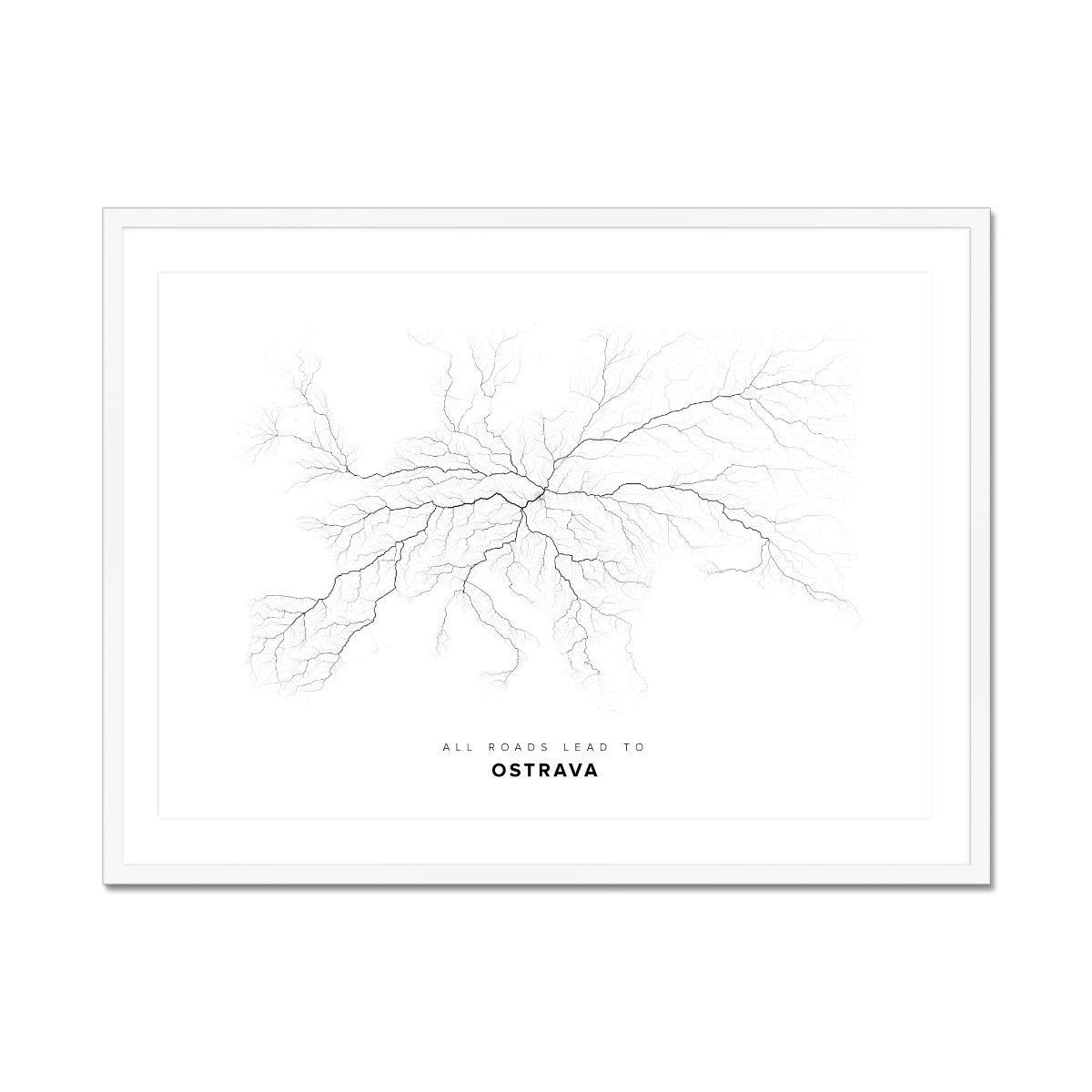 All roads lead to Ostrava (Czech Republic) Fine Art Map Print
