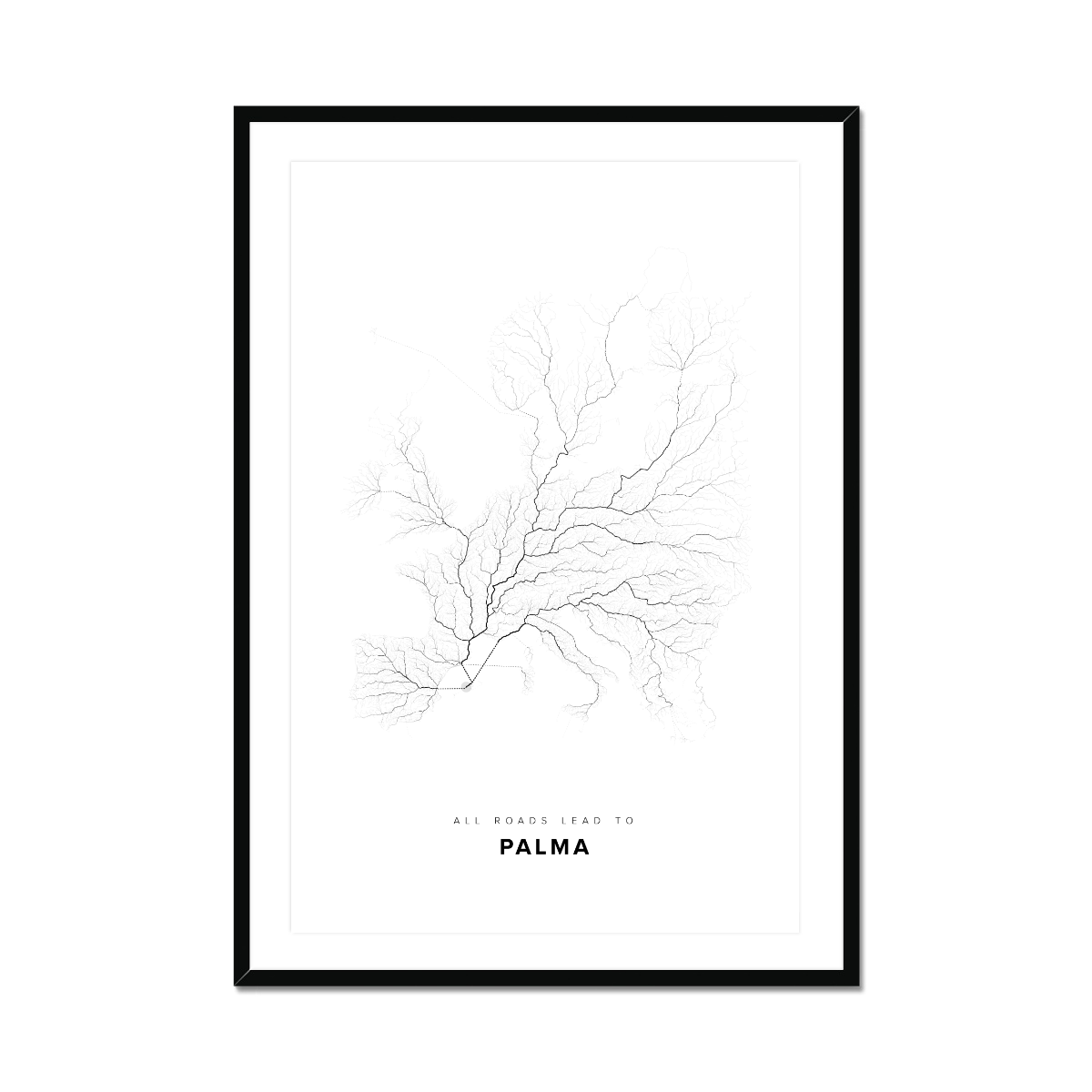 All roads lead to Palma (Spain) Fine Art Map Print