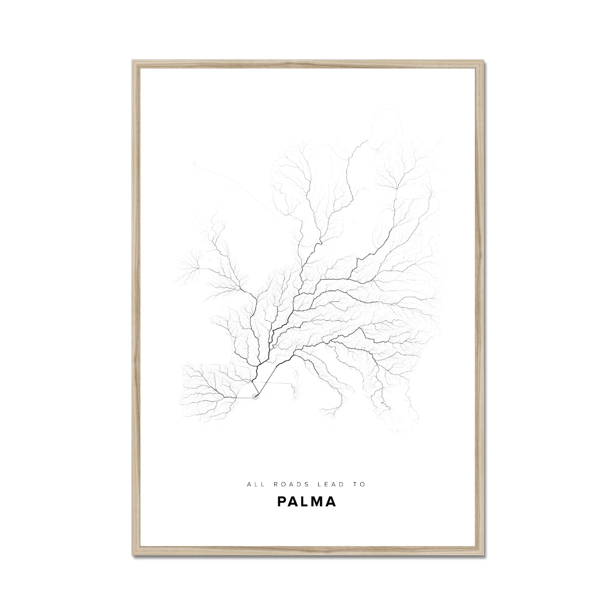All roads lead to Palma (Spain) Fine Art Map Print