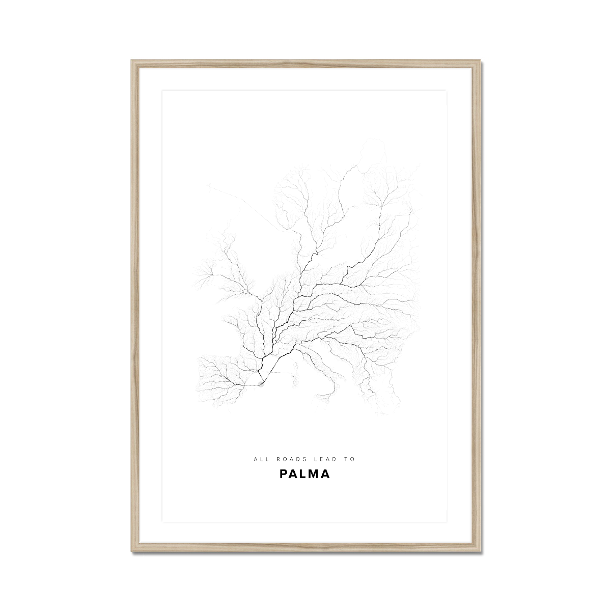 All roads lead to Palma (Spain) Fine Art Map Print