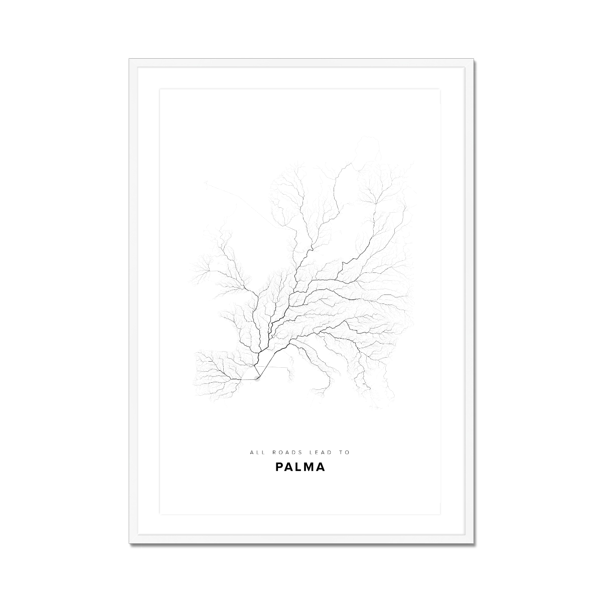 All roads lead to Palma (Spain) Fine Art Map Print