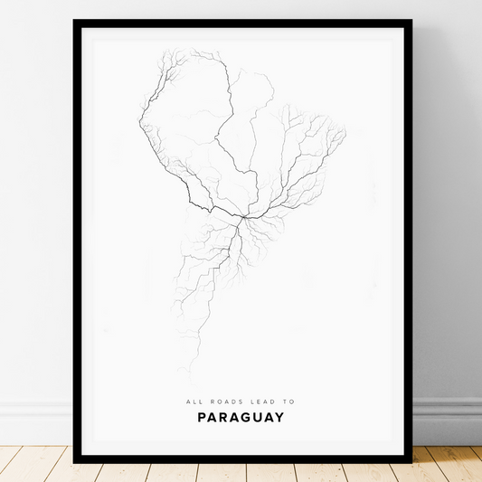 All roads lead to Paraguay Fine Art Map Print