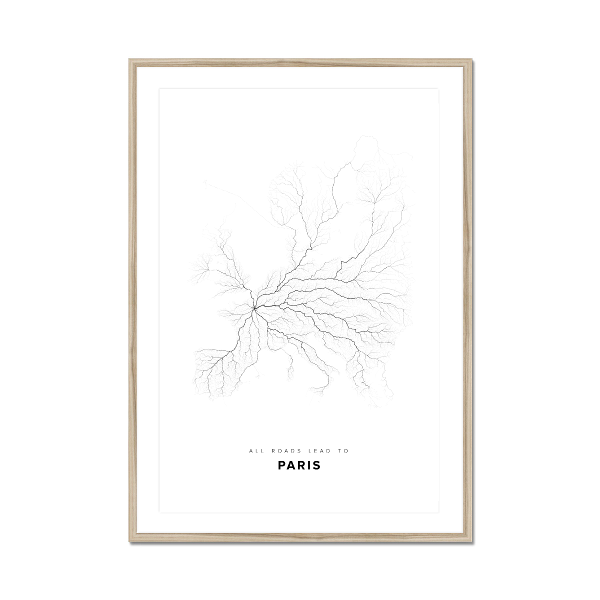 All roads lead to Paris (France) Fine Art Map Print