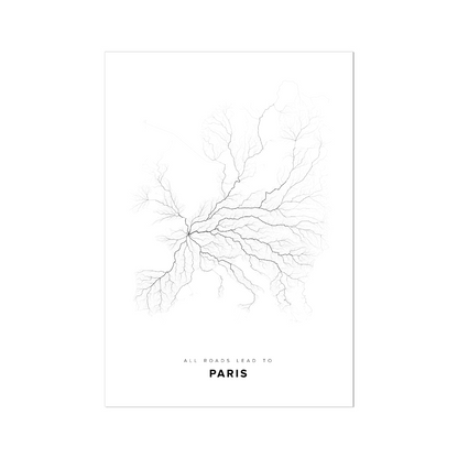 All roads lead to Paris (France) Fine Art Map Print