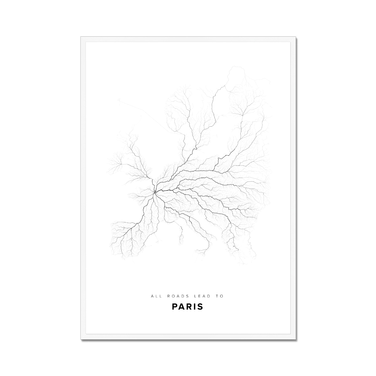 All roads lead to Paris (France) Fine Art Map Print