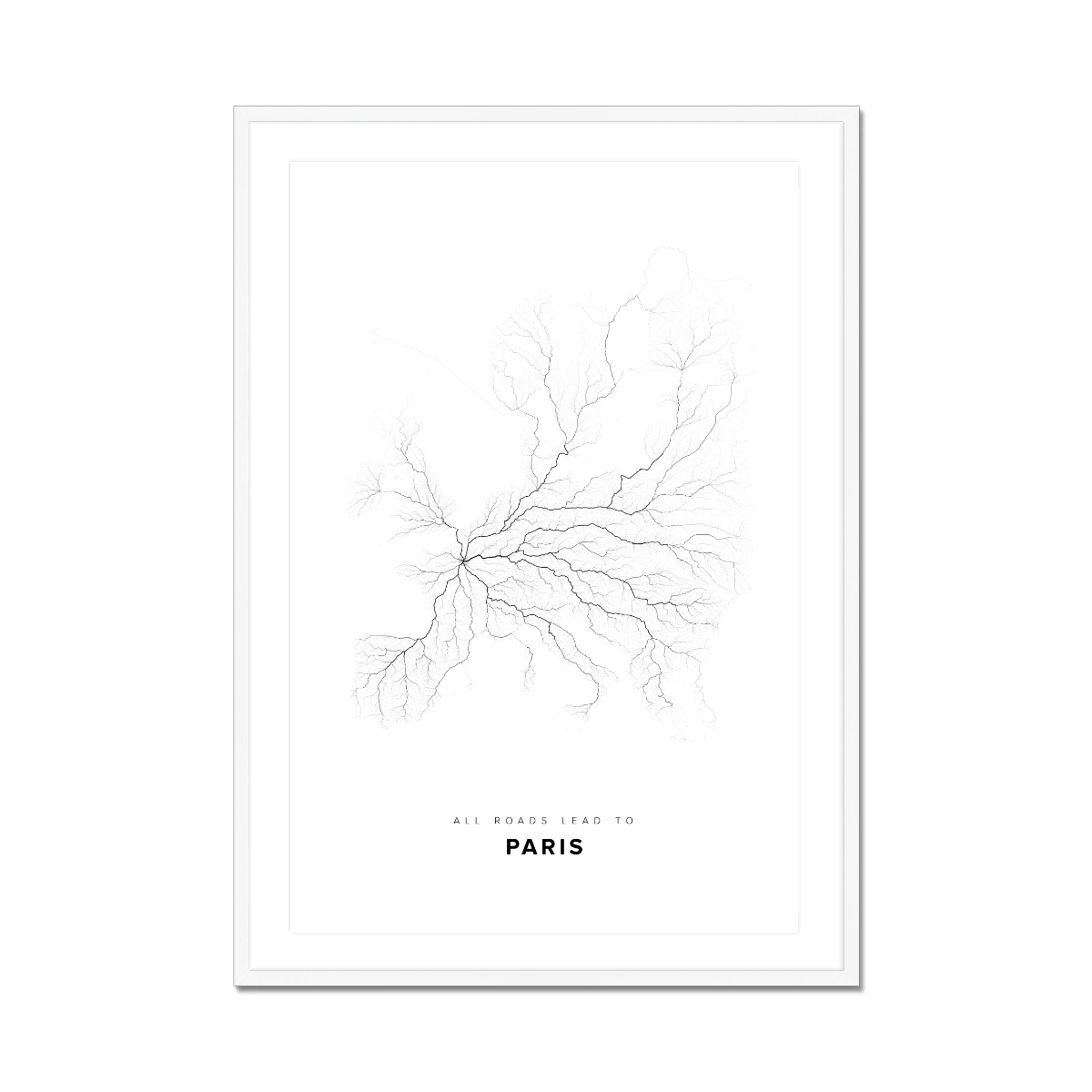 All roads lead to Paris (France) Fine Art Map Print