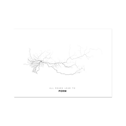 All roads lead to Perm (Russian Federation) Fine Art Map Print