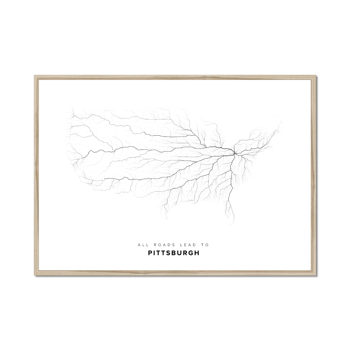 All roads lead to Pittsburgh (United States of America) Fine Art Map Print