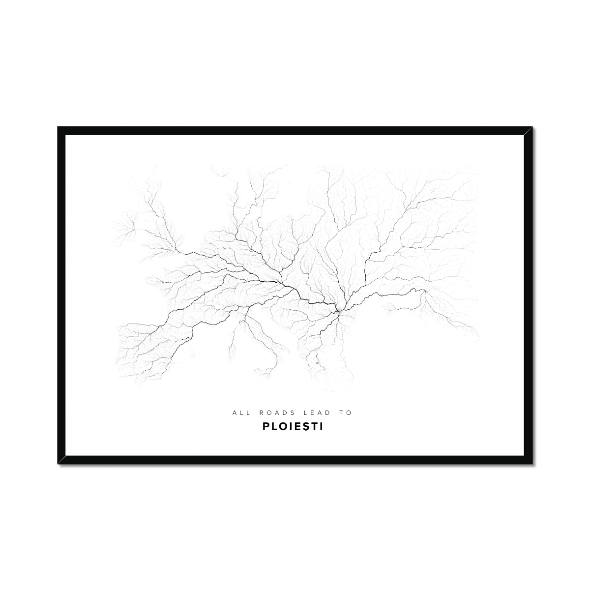 All roads lead to Ploieşti (Romania) Fine Art Map Print