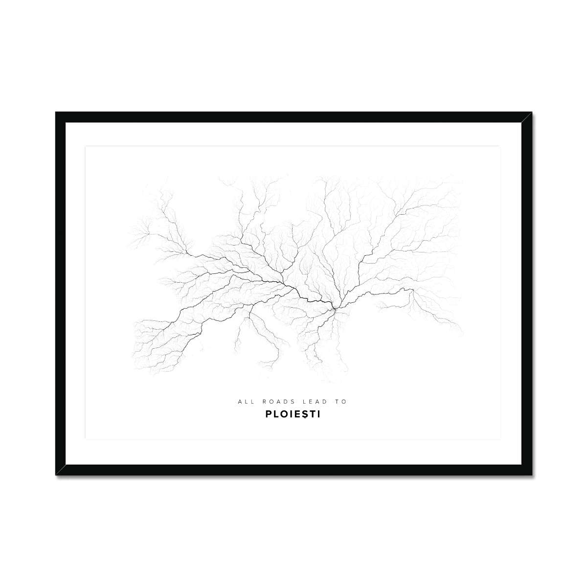 All roads lead to Ploieşti (Romania) Fine Art Map Print