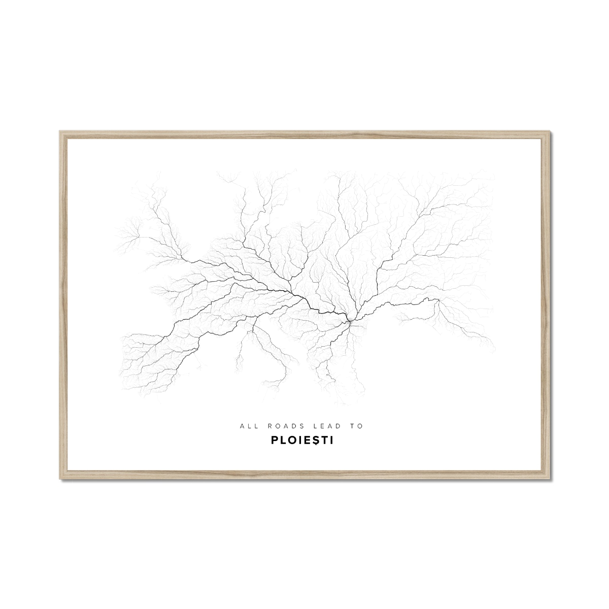 All roads lead to Ploieşti (Romania) Fine Art Map Print