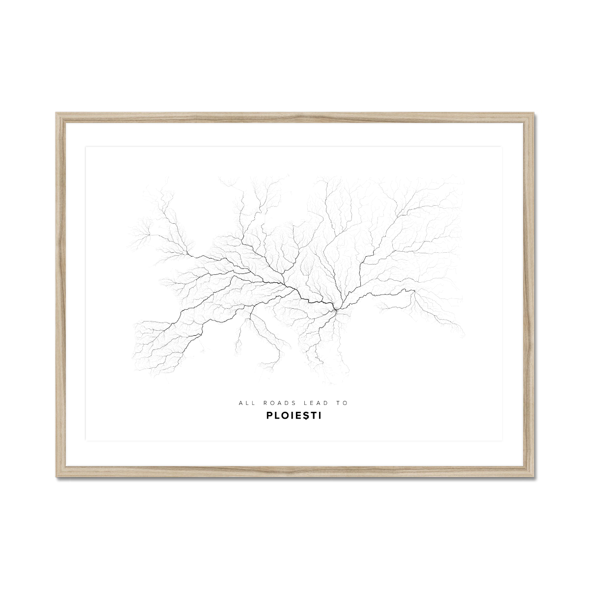 All roads lead to Ploieşti (Romania) Fine Art Map Print