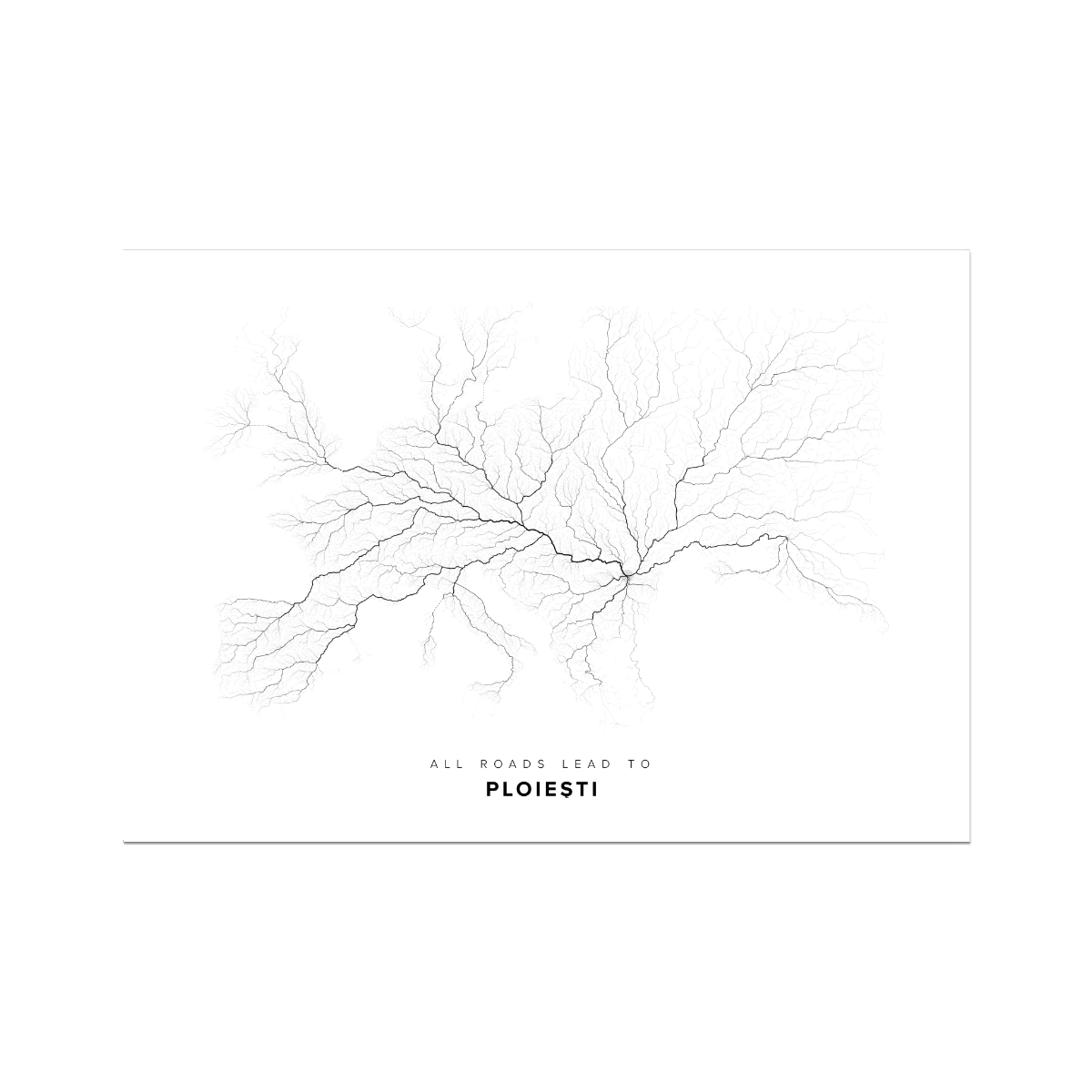 All roads lead to Ploieşti (Romania) Fine Art Map Print