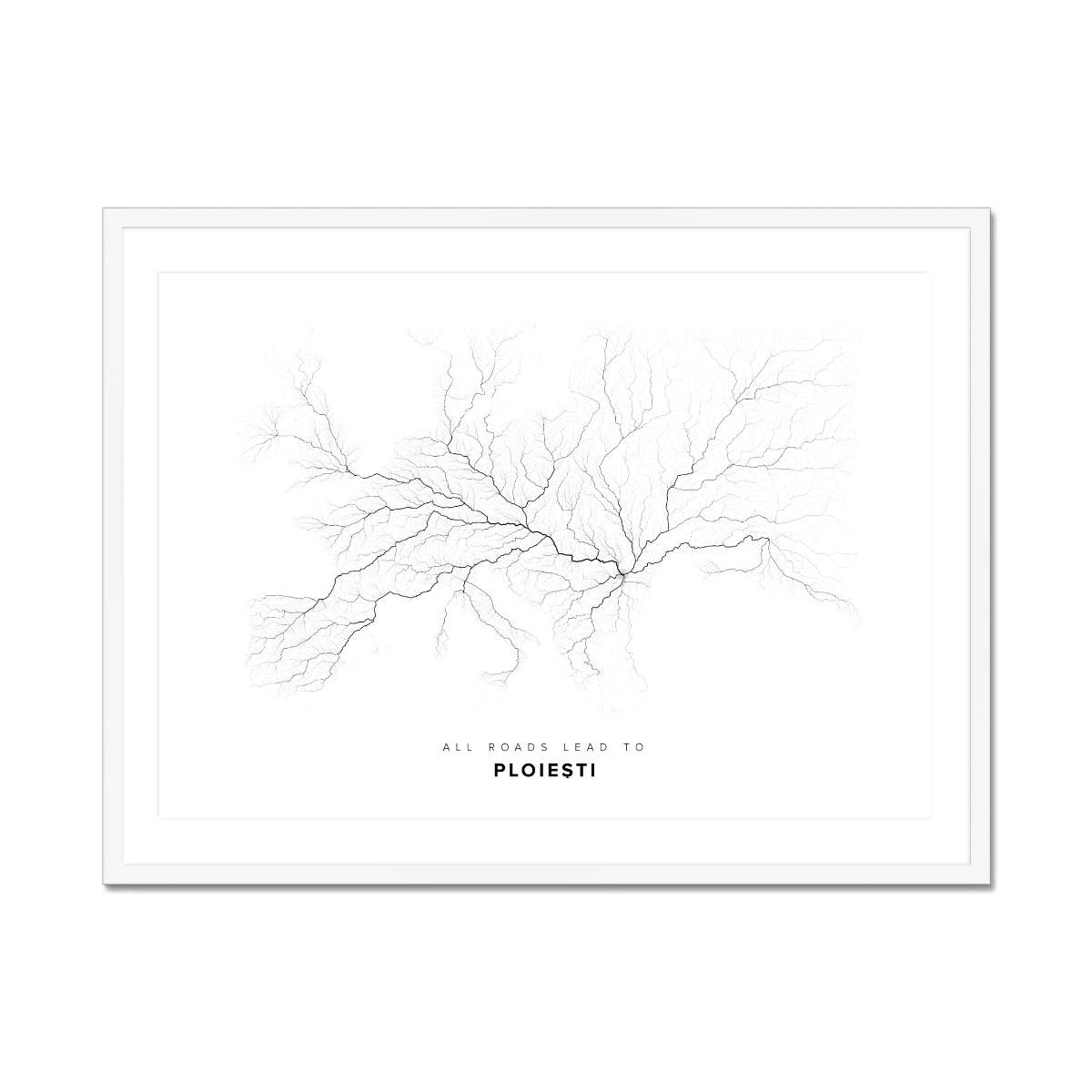 All roads lead to Ploieşti (Romania) Fine Art Map Print