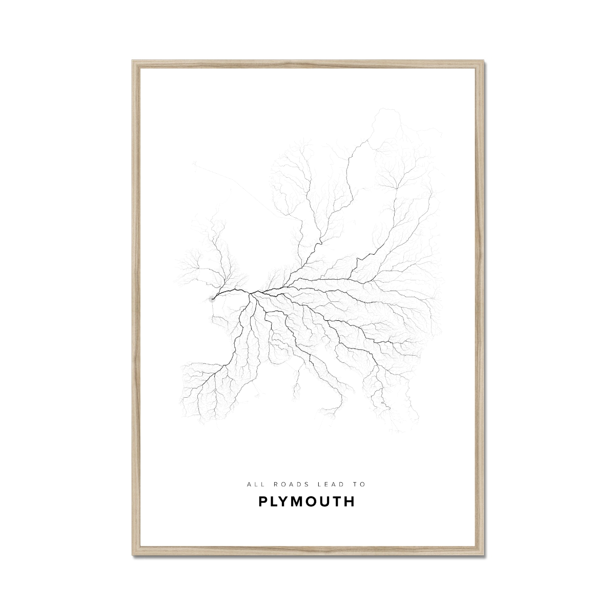 All roads lead to Plymouth (United Kingdom of Great Britain and Northern Ireland) Fine Art Map Print