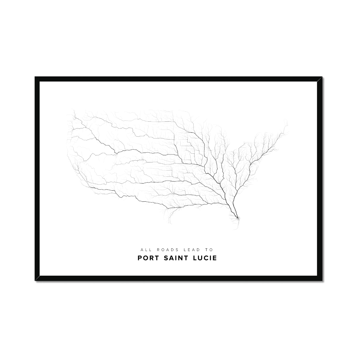 All roads lead to Port Saint Lucie (United States of America) Fine Art Map Print