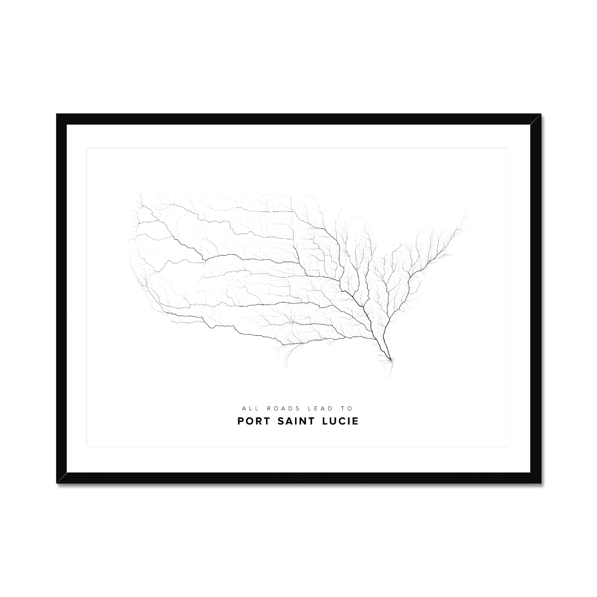 All roads lead to Port Saint Lucie (United States of America) Fine Art Map Print