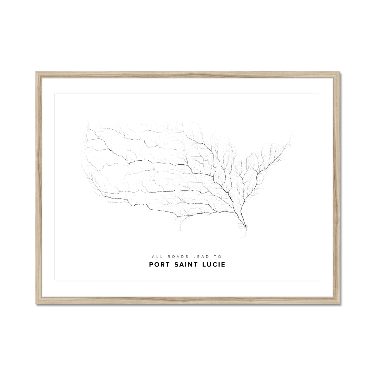 All roads lead to Port Saint Lucie (United States of America) Fine Art Map Print
