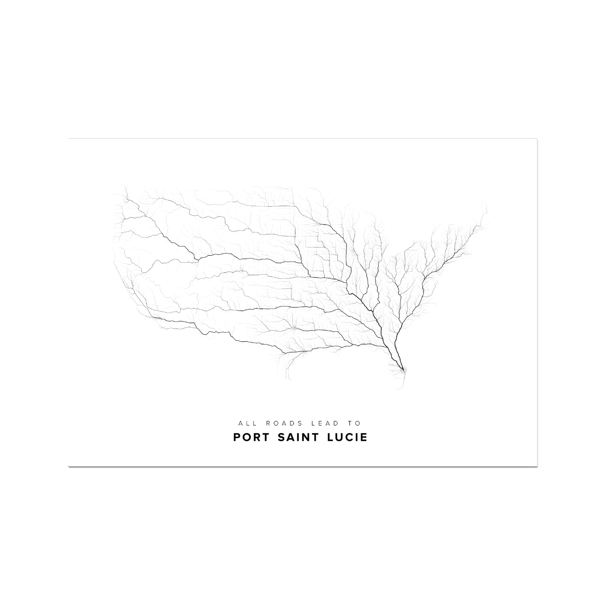 All roads lead to Port Saint Lucie (United States of America) Fine Art Map Print
