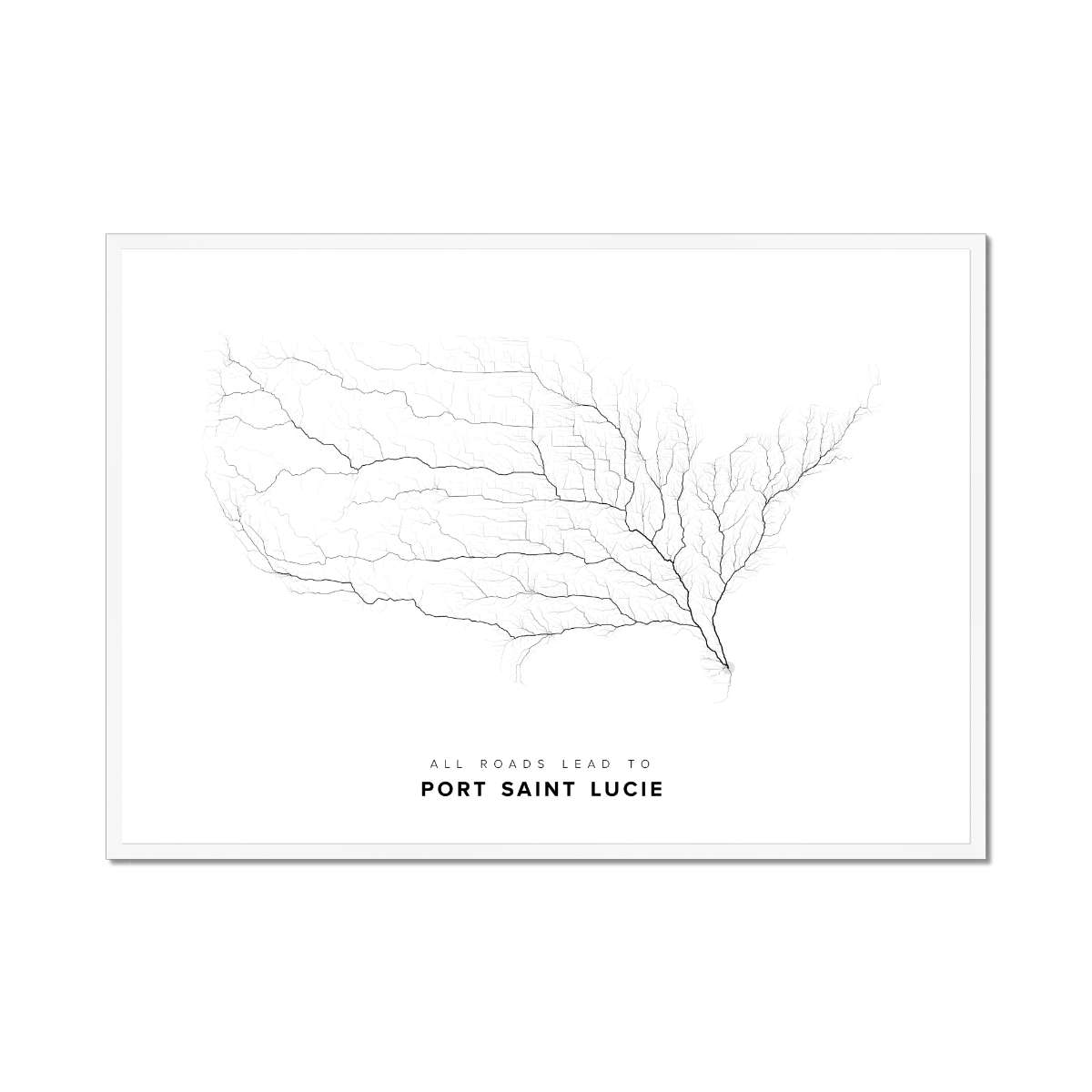 All roads lead to Port Saint Lucie (United States of America) Fine Art Map Print