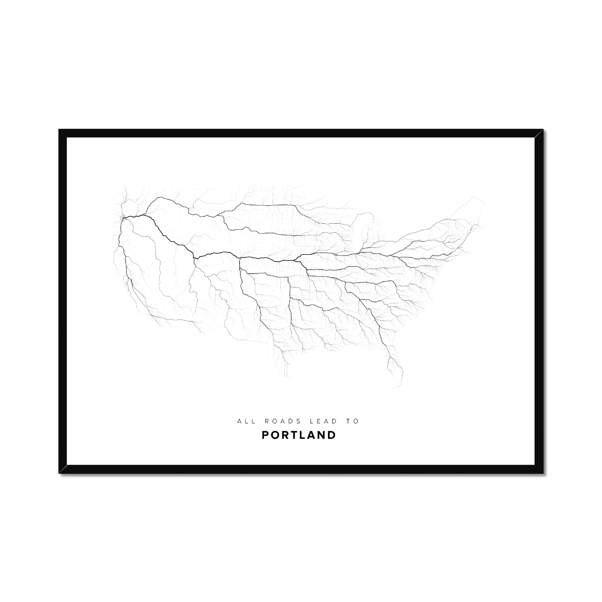 All roads lead to Portland (United States of America) Fine Art Map Print