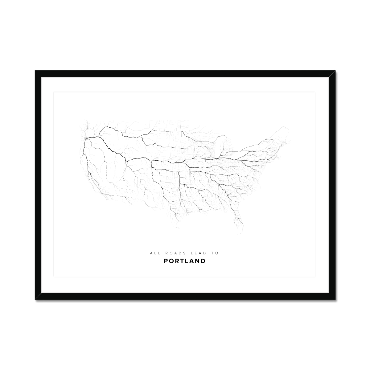 All roads lead to Portland (United States of America) Fine Art Map Print