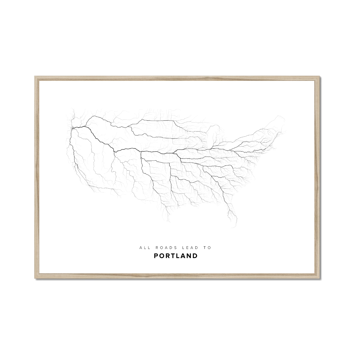 All roads lead to Portland (United States of America) Fine Art Map Print