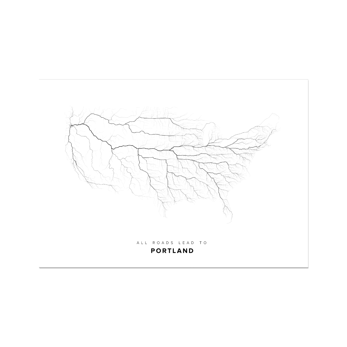 All roads lead to Portland (United States of America) Fine Art Map Print