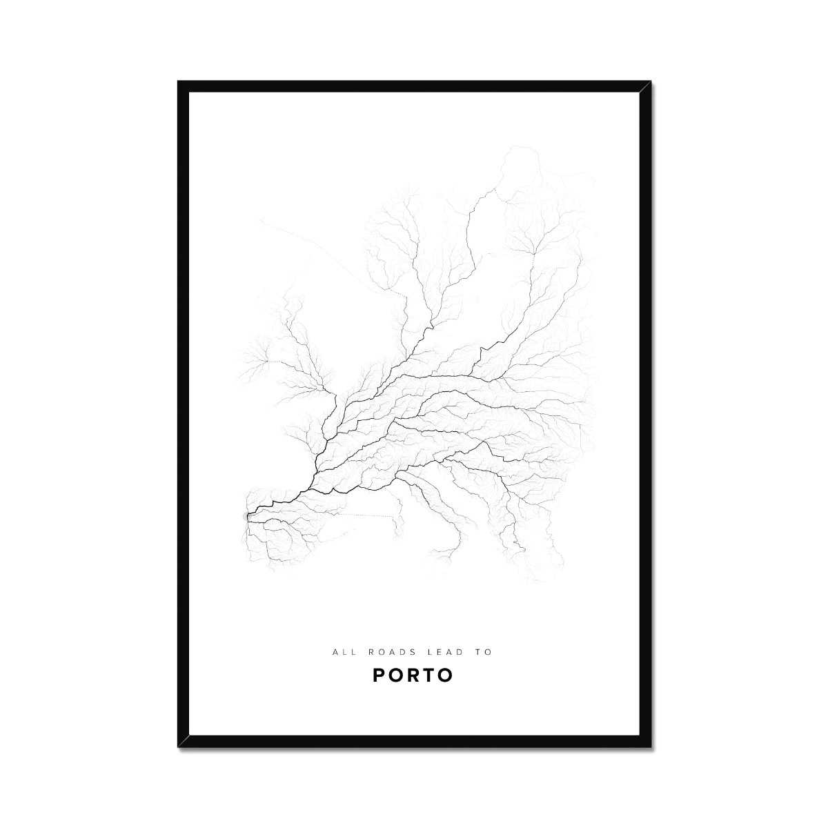 All roads lead to Porto (Portugal) Fine Art Map Print