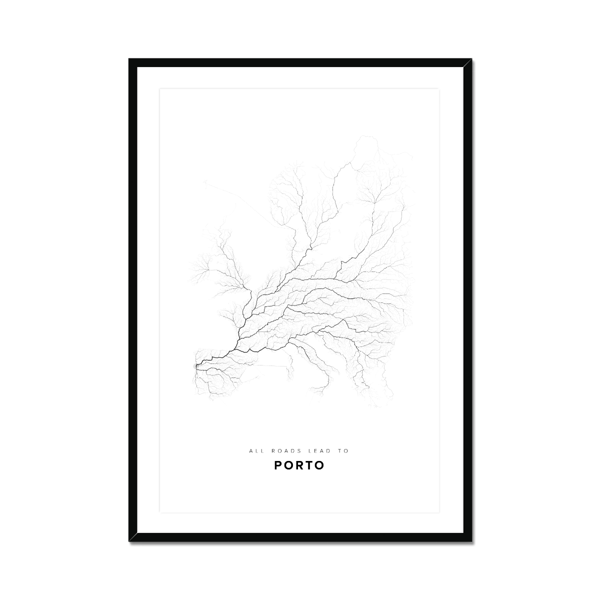 All roads lead to Porto (Portugal) Fine Art Map Print