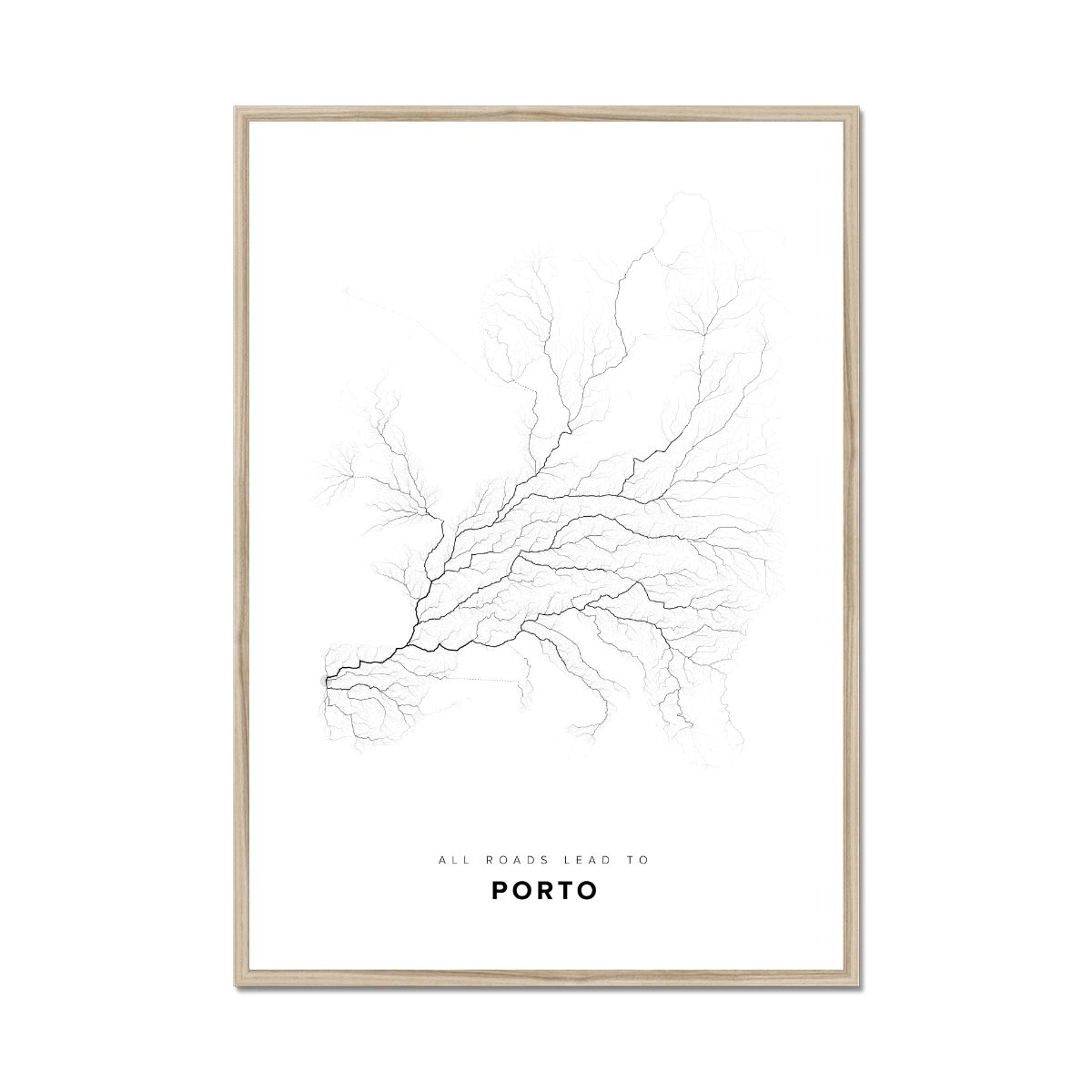 All roads lead to Porto (Portugal) Fine Art Map Print