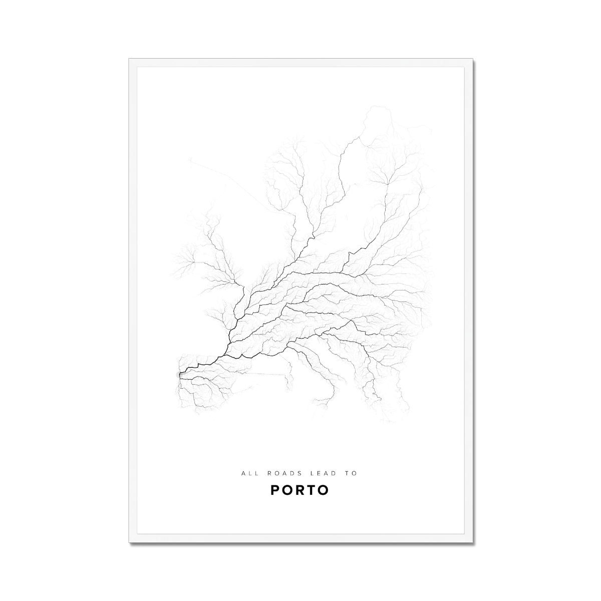 All roads lead to Porto (Portugal) Fine Art Map Print