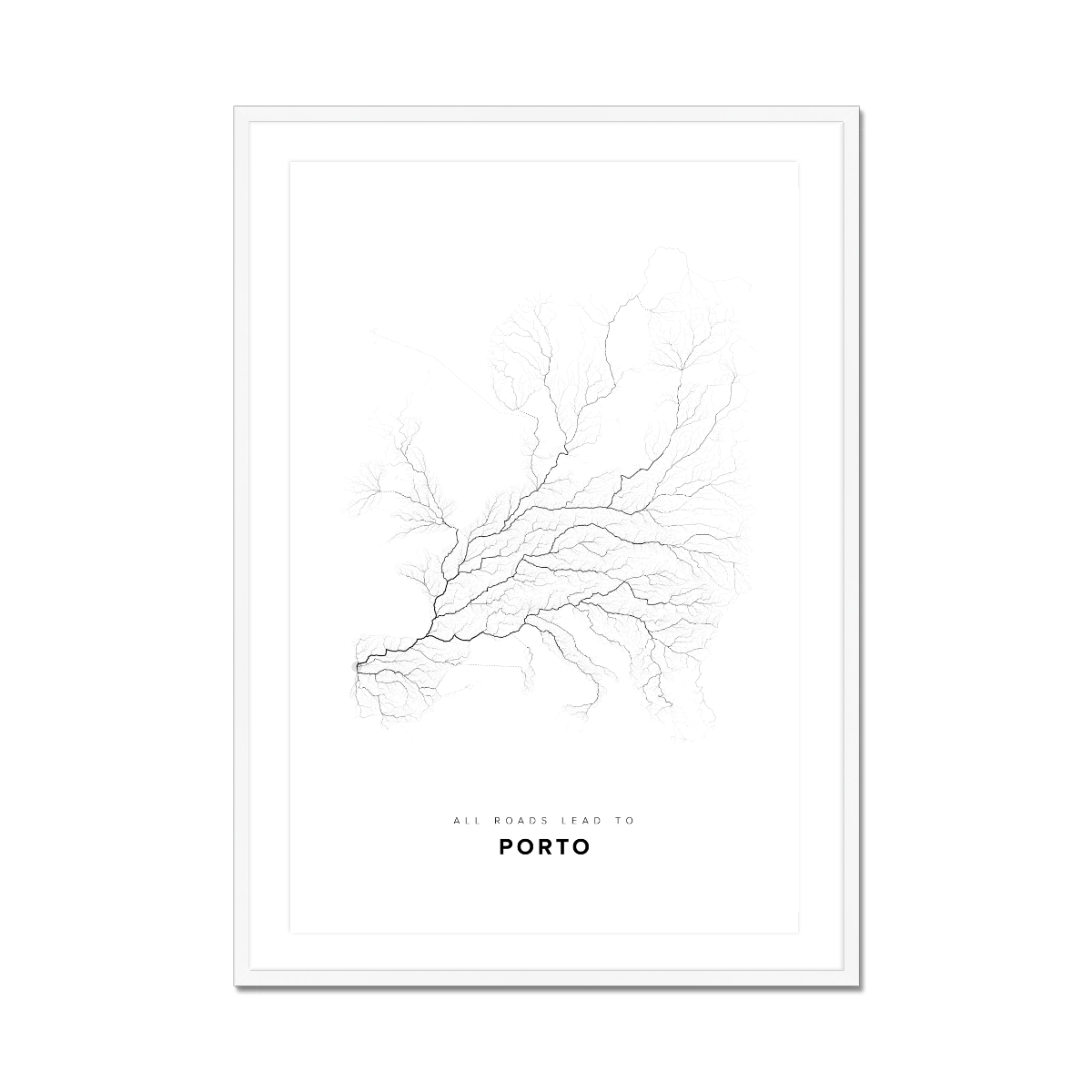All roads lead to Porto (Portugal) Fine Art Map Print