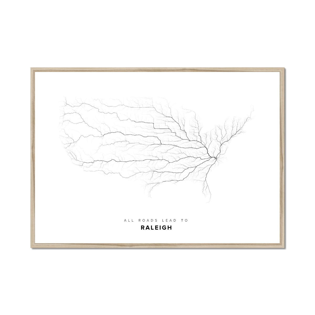 All roads lead to Raleigh (United States of America) Fine Art Map Print
