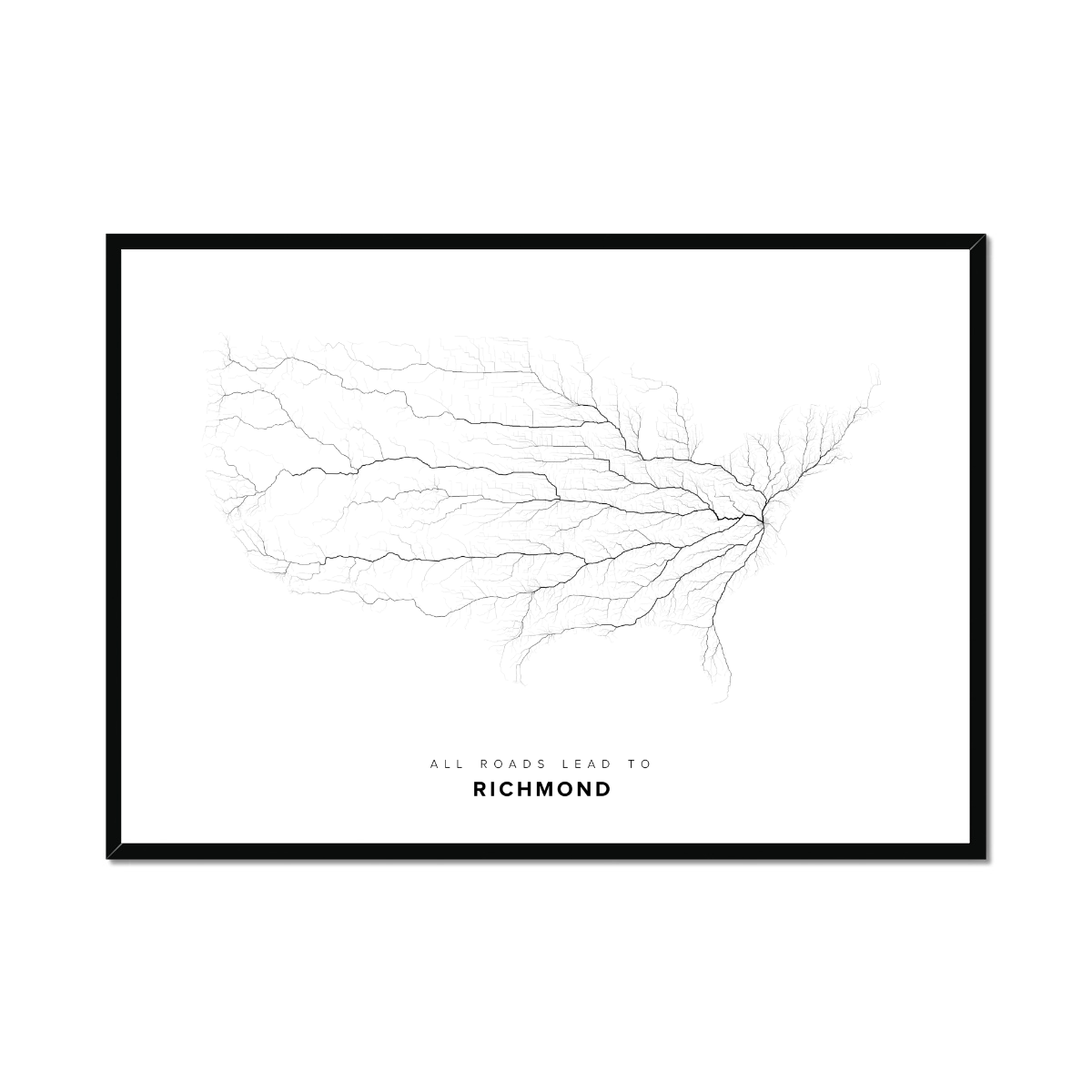 All roads lead to Richmond (United States of America) Fine Art Map Print