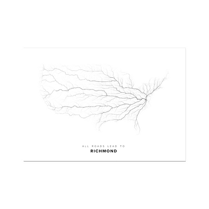 All roads lead to Richmond (United States of America) Fine Art Map Print