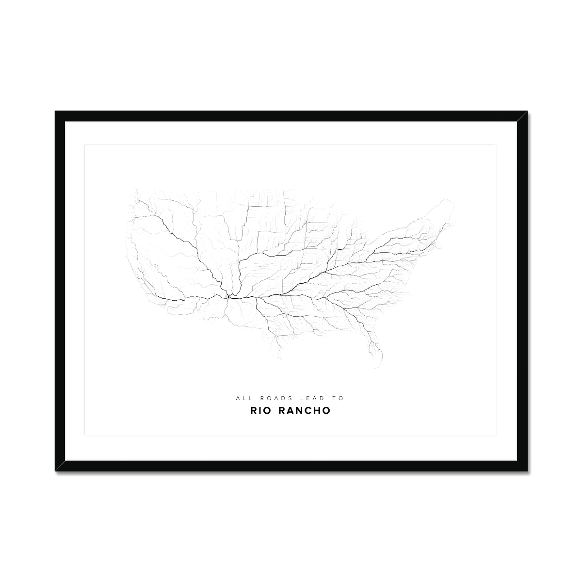 All roads lead to Rio Rancho (United States of America) Fine Art Map Print
